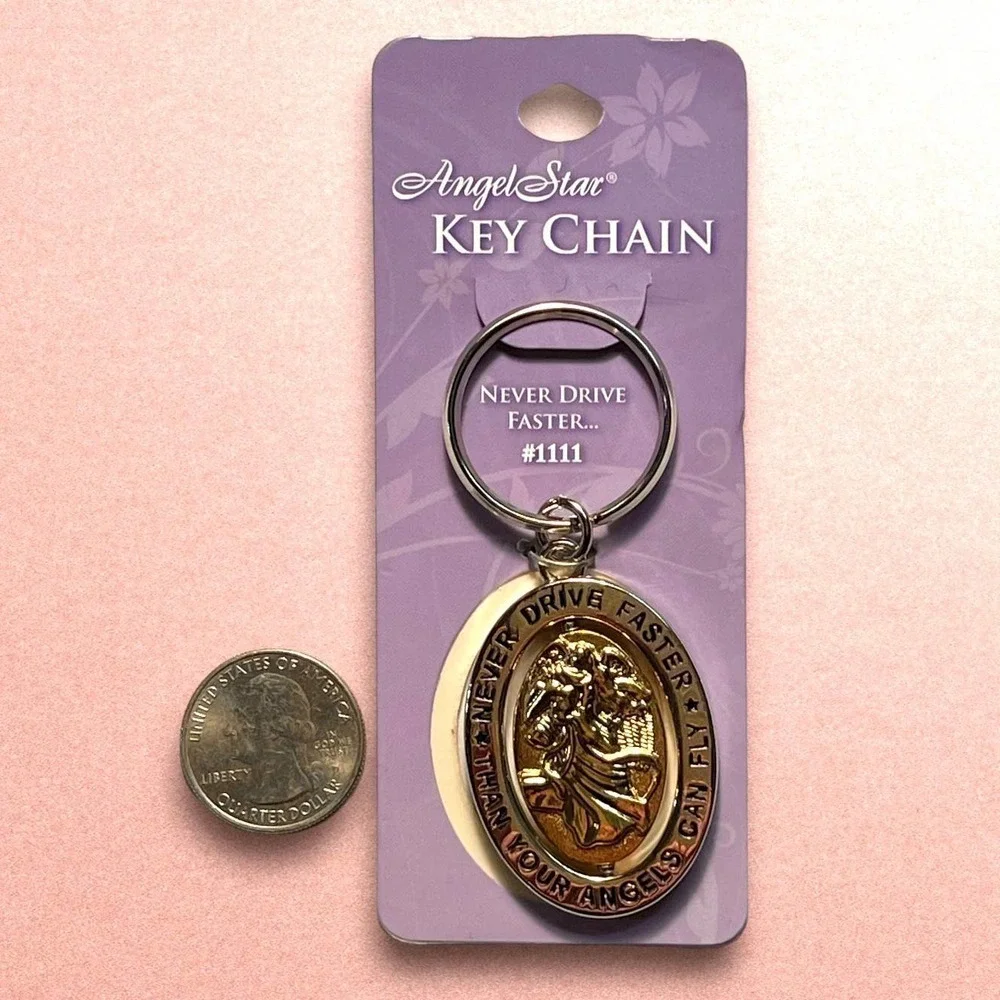 Angel Star Car Key Chain Gold Silver Tone Angel Charm Spins